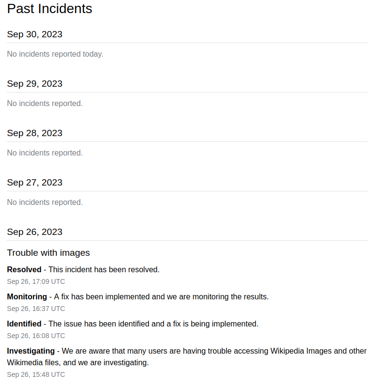 Wikimedia past incidents